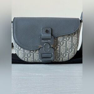 Dior Mini Saddle Messenger Bag Gray
